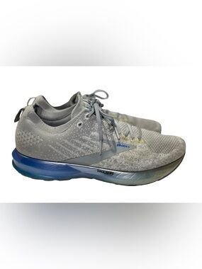 Brooks Light Gray and Blue Knit Running Shoes